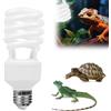 RNPKZ Lampada UVB per terrario, 26 W 10.0 UVA UVB, attacco E27, lampada compatta UVB per rettili, terrario per tartarughe tropicali, uccelli, agame barba, lucertole, camaleonti, anfibi (bianco)
