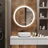 EMKE Specchio da bagno con illuminazione, diametro 60 cm, specchio rotondo con interruttore tattile, anti-appannamento, funzione di memoria, luce calda/bianca fredda/neutra