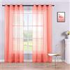 KOUFALL Tende in corallo lunghezza 200 cm per camera da letto, set 2 pannelli con occhielli in finto lino, semi voile per finestre e finestre, decorazione soggiorno, lunghezza 52 x 84