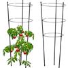 Relaxdays Set da 2 Sostegni per Pomodori Circolari, Alti 76 cm, per Piante Rampicanti, Rose, 3 Anelli Regolabili, Nero