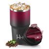Mulbijeo Termos Caffè 600 ML, Tazza termica Riutilizzabili Prova di Perdite, Bicchiere Termico, Acciaio Inox 304, Travel Mug per Caffè Caldo e Freddo, Rosso & nero