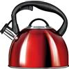 SMILE MCN-13/C1 - Bollitore non elettrico, per tutti i piani cottura, compresi quelli a induzione, 3 l, in acciaio inox, manico non caldo, temperatura necessaria, fischietto rosso lucido