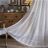 Sutuo Home, Tenda bianca in stile bohémien all'uncinetto, lunghezza 213 cm, in pizzo trasparente fatto a mano, con nappe lavorate a maglia, stile vintage, rustico, bohémien, per camera da letto, tasca