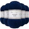 Utopia Crafts Velvet Lux Chenille Super Soft Chunky Yarn for Knitting and Crochet 5x 100g (Midnight Blue)