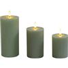 Relaxdays, set 3 candele LED, 3 misure, fiamma tremolante, colori a scelta | Cera vera, con scanalature, candele elettriche senza fiamma