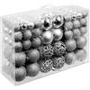Bakaji Confezione 100 Palline Di Natale Diametro 3/4/6 cm Addobbi e Decorazioni Per Albero Di Natale (Argento)