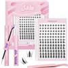 Jsio - Kit di ciglia a ciuffetti singoli per ciglia con ciuffetti di ciglia finte con Bond&Seal & Remover D Curl Anime Kit di extension per ciglia fai da te
