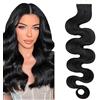 SEGO Extension Capelli Veri Biadesivo 20 Ciocche Adesive Nere Tape Biadesive Remy Human Hair Naturali Mossi Ricci 50g (45cm, #1 Jet Nero)