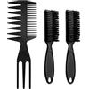 SLEEKEE 2 spazzole nere per barba con 1 pettine nero per capelli, setole morbide, spazzola per parrucchiere, spazzola per capelli da uomo, accessorio per parrucchiere