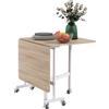 HOMCOM Tavolo Pieghevole Consolle Moderno per 6 persone a 2 Ribalte con 6 ruote integrate, in MDF e Acciaio, 120x80x73cm, Marrone|Aosom Italy