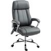 HOMCOM Sedia da Ufficio Massaggiante a 6 Punti e Inclinabile, in pelle PU e Acciaio, 66x72x113-121 cm, Grigio Carbone