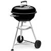 Weber Barbecue a carbone Compact Kettle/supporto a tre gambe e ruote, design resistente al calore e alla ruggine, griglia cromata a triplo strato, 47 cm, nero