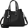 DORRISO Borsa Donna in PU Pelle, Borsa a Mano Elegante con Tracolla Regolabile e Rimovibile, Shopper Capiente per Lavoro, Shopping, Viaggio e Uso Quotidiano Nero