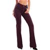 Toocool Jeans Donna Pantaloni Campana Zampa Elefante Flare Pantaloni Elasticizzati Vita Alta KM3560 [Bordeaux,XL]