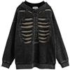 Sybnwnwm Y2K Felpa con cappuccio con scheletro ragno stampa gatti girocollo manica lunga Streetwear autunno con cappuccio pullover felpe con cappuccio felpe