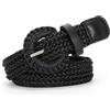 VONMELLI Cintura intrecciata da donna, in rattan, cintura in vita intrecciata per abiti estivi alla moda jeans pantaloni cintura in vita sottile, Nero , M:Up to 35 Inches