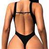 ZC8bdbd Costume da bagno intero sexy senza schienale per donna taglio alto perizoma sfacciato costume da bagno monokini, nero, M