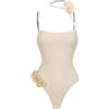 DLZFUDTY Bikini,Bikini Donna Mare Costume da Bagno Intero con Fiore Bianco E Copricostume, Sexy Donna, Ferretto, Elegante Body Snellente, Abbigliamento Spiaggia(A,M)