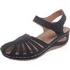 Generisch Sandali estivi da donna, tinta unita, con gancio, casual, aperti, comodi, da spiaggia, Nero , 38 EU