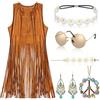Alintor Costume Hippie Donna, Vestito Carnevale Donna, Vestiti Anni 60 E 70, Completo Per Carnevale E Halloween