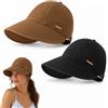 Jeeeun Wide Brim Sun Visors for Women, UPF 50+ Quick Dry Foldable Sun Hat with Adjustable Fit for Beach, Travel And Golf (Black + Coffee)