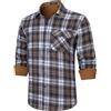 HISDERN Camicia a Quadri da Uomo a Maniche Lunghe Camicie di Flanella Scozzese Casual con 2 Tasche Button Down Regular Fit