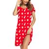 Roojaa Camicia da notte da donna a maniche corte con scollo rotondo carino camicia da notte con volant comoda camicia da notte