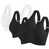 Generico 3 Pezzi Reggiseno Donna Senza Ferretto Sostegno Forte Imbottito Push Up, Reggiseno Posturale Senza Cuciture Invisibile, Taglie Forti Morbido Traspirante per Yoga Corsa attività Sportive