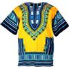 CHAINUPON, camicia africana dashiki in cotone, fantasia tribale, ideale per festival, anni 60's 70's, hippie, caftano, Giallo, M