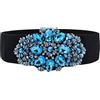 TeeYee Grande cintura da donna con strass con fibbia regolabile in larghezza elastica dorata
