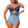 Sangdut Costume da bagno da donna Cut Out doppio, con coppe sexy scollo a V, costume da bagno push up monokini