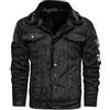Generico Uomo Inverno Caldo Risvolto Giacca Cargo Casual di Pelle Parka con Fodera in Lana con Collo Giacca Bomber Multitasche con Ricamo Patch,Moda