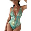 ZC8bdbd Costume intero da donna con scollo a V profondo e scollo a V, monokini con lacci sul retro