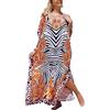 L-Peach Abito da Spiaggia Maxi Donna Copricostume da Bagno Kaftano Lungo Vestito Kimono Mare Spiaggia