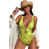 ZC8bdbd Costume intero da donna con scollo a V profondo e scollo a V, monokini con lacci sul retro