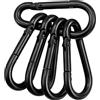 REBECCAGIBSON 5 moschettoni M6 resistenti, 50 kg di carico, diametro 5,5 mm, gancio da campeggio in ferro massiccio con rivestimento in PE, ganci neri multiuso, perfetti per portachiavi