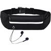 RIXOW Marsupio Running, Impermeabile Marsupio Sportivo con Portaborraccia, Cintura da Corsa per Uomo e Donna, per Escursioni, Fitness, Viaggi, Ciclismo e Viaggi (Nero)