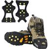 RJIFGA Ramponi da Ghiaccio 10 Tacchetti, Antiscivolo Silicone con Fibbia Gialla | Copriscarpe Estensibili con Puntine Metalliche per Scarponi Trekking, Neve, Escursionismo, Caccia e Pesca, Taglia M