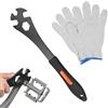 Joyseedi Chiave per pedali 3 in 1 per bicicletta, 15/16/24 mm, chiave multifunzione extra lunga con guanti per lo smontaggio e il cambio della manovella, per rimuovere ruota, mozzo del pedale e dado