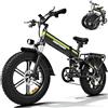 DEEPOWER H20 PRO Bicicleta Eléctrica, Batería Extraíble 48V 25Ah, Autonomía 70-110KM, Motor con Par 120N·m, Neumáticos Anchos 20'' x 4.0, 7 Velocidades, Suspensión Hidráulica Completa