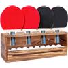PH PandaHall Rastrelliera da ping pong da parete, organizer per racchette da ping pong, in legno, con ripiano per 4 racchette, ufficio, casa, bar