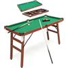 RELAX4LIFE Tavolo da Biliardo Pieghevole Portatile con Livellatori Regolabili per Piedi, 2 Stecche 2 Gessi 16 Palline Spazzola, per Famiglia, Bambini e Adulti, 138x67x79,5 cm