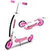 Sonnewelt Monopattino per bambini dai 7 anni in su, pieghevole con manubrio regolabile in altezza 90-105 cm, pneumatici antiscivolo, freno a pedale posteriore, fino a 100 kg, rosa