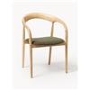 Westwing Collection Sedia da pranzo in legno di frassino con cuscino Camille - Beige, Verde