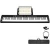 LALAHO E-Piano 88 tasti semi-ponderati, pianoforte digitale per principianti, tastiera Full Size con supporto a X doppio tubo, pedale di supporto, supporto per spartiti, cuffie, Bluetooth MIDI, nero
