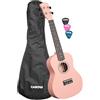 Cascha Concert - Ukulele in tiglio, con custodia, 3 plettri, colore: Rosa