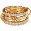 VCCKNB JEWELRY Anello multi-link collegato Anello dell'eternità Anello con fascia di collegamento in oro massiccio Anello con maglie Trinity ad incastro con set di zirconi cubici CZ (B-Oro, 9)