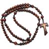 Generico Rosario Cattolico con Croce Tau Francescana in Perline di Legno Naturale, Collana di Preghiera Artigianale per Devozione Quotidiana(Red)