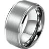 Grewod Anelli per Matrimonio Uomo Tungsteno 10MM Spazzolato Opaco Semplice Argento Gioielli Anello per Matrimonio Taglia 25