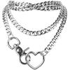 ZENGSING Collana A Catena Punk Choker Heart-Ring Pendant, Punk Goth Heart Ring Choker Vintage Waist Chain, Gothic Heart Choker Jewelry For Men Women (Argento)